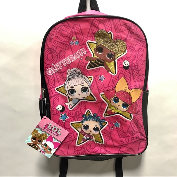 LOL Surprise Pink Gliterati Bag Girls Backpack - Picture 1 of 2